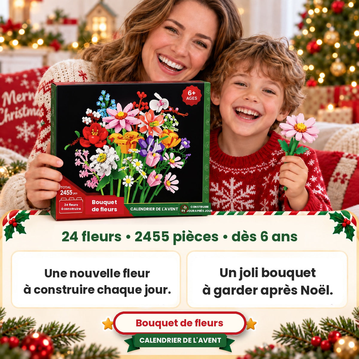 Calendrier de l'Avent Bouquet de Fleurs Beaux Cadeaux