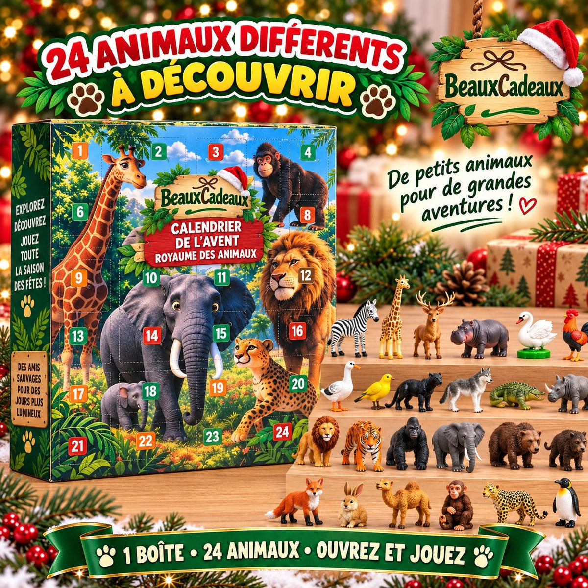 Calendrier de l'Avent Animaux Surprises Beaux Cadeaux
