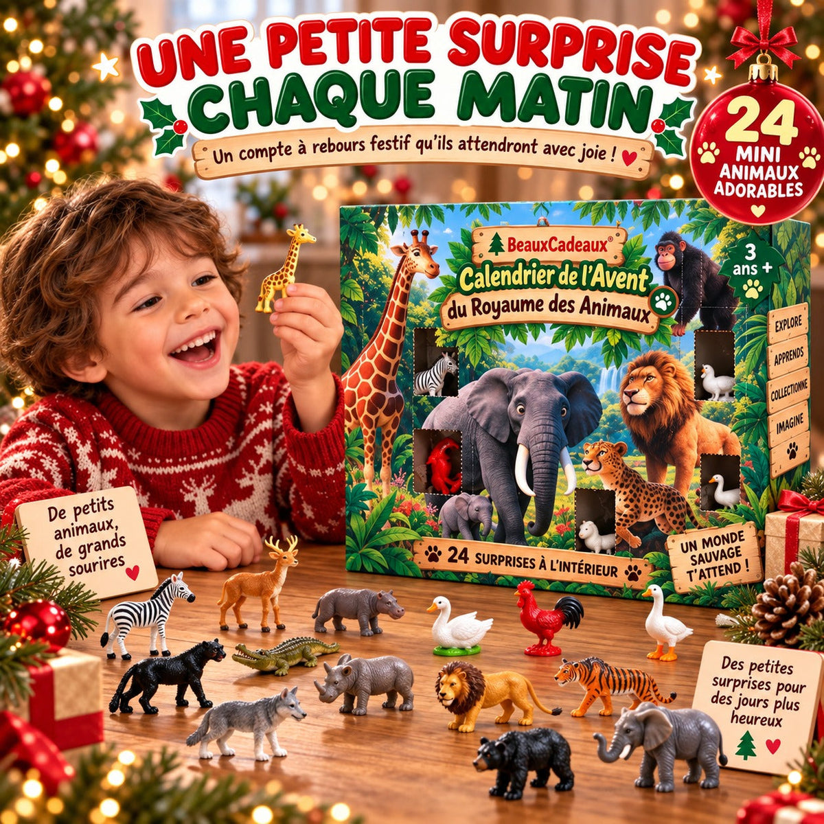 Calendrier de l'Avent Animaux Surprises Beaux Cadeaux