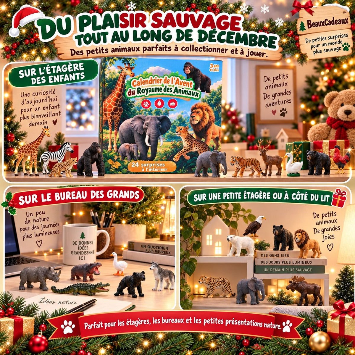 Calendrier de l'Avent Animaux Surprises Beaux Cadeaux