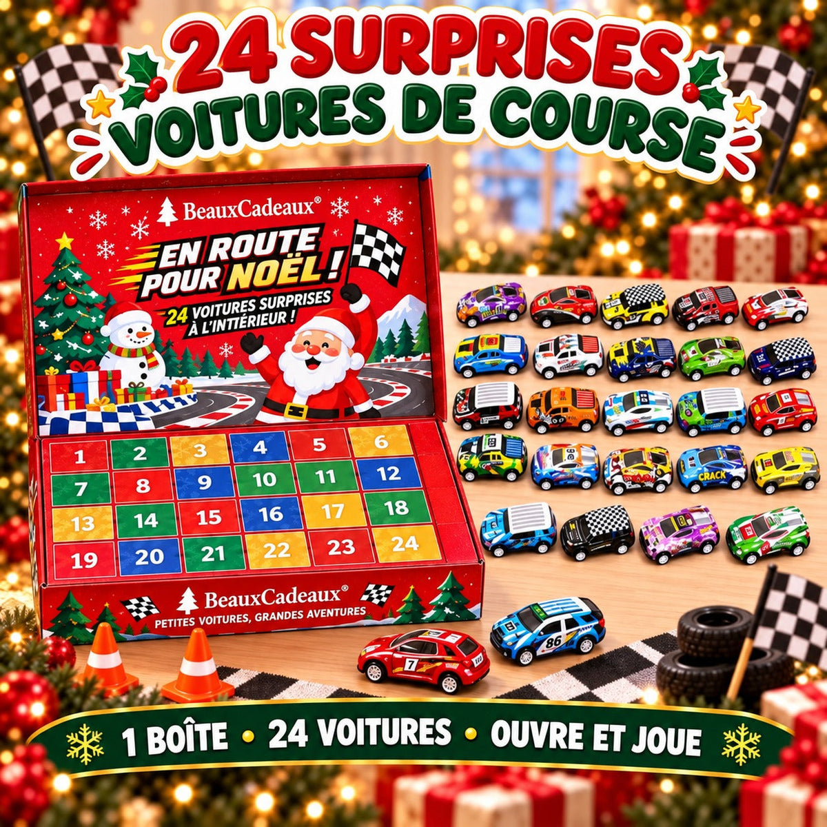 Calendrier de l'Avent Voitures de Course Beaux Cadeaux