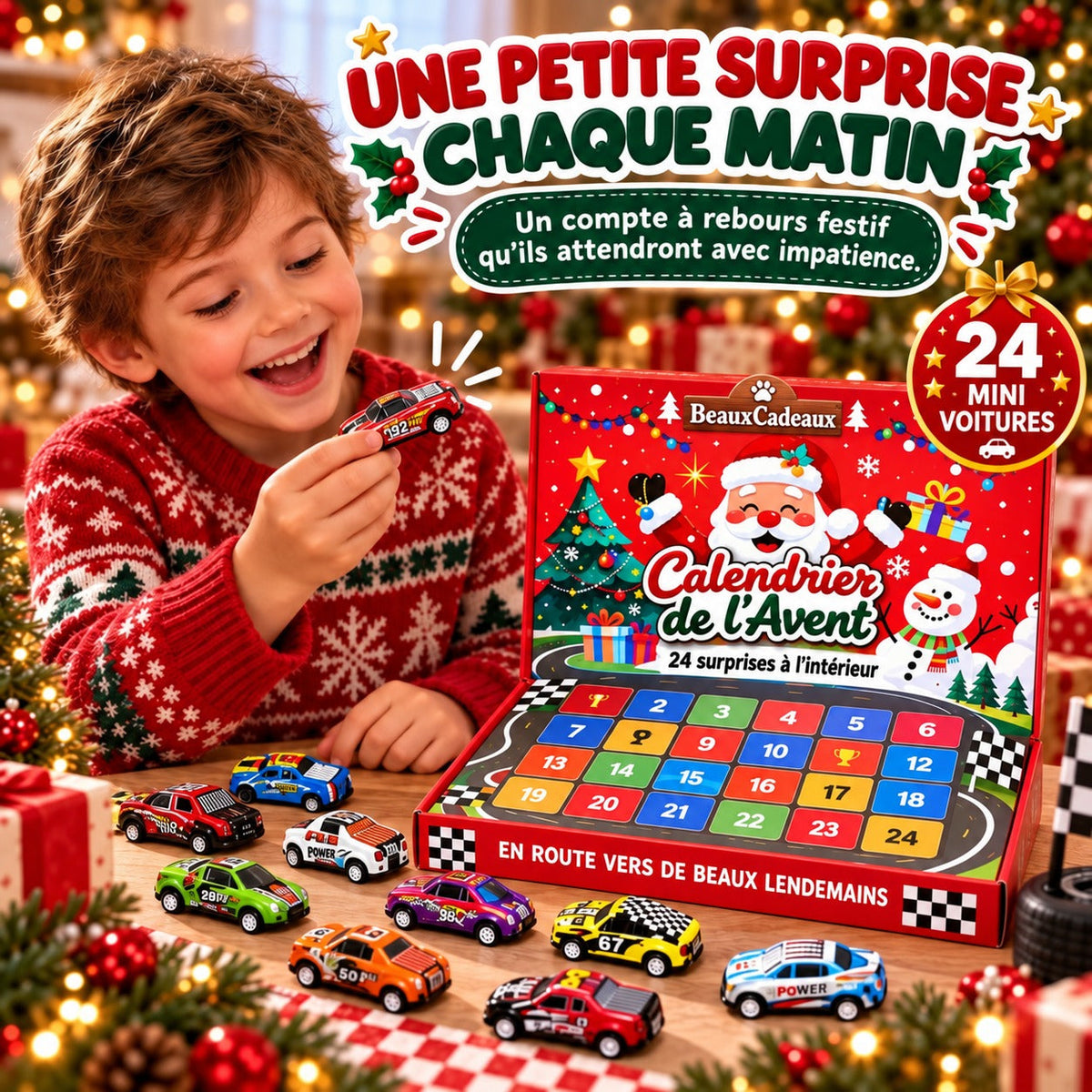 Calendrier de l'Avent Voitures de Course Beaux Cadeaux