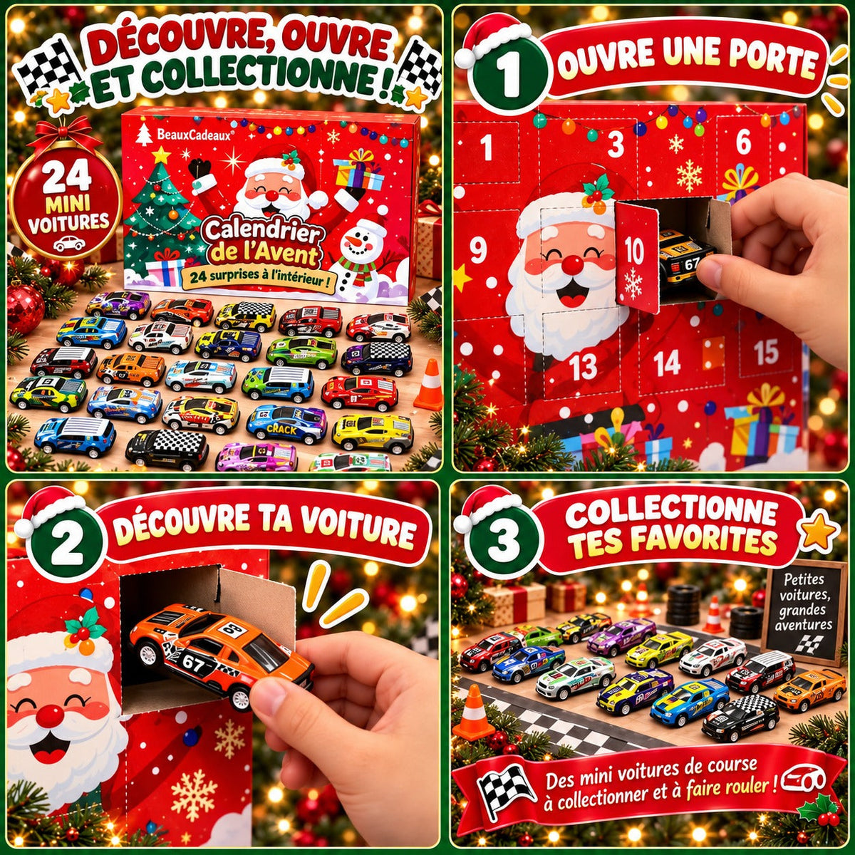 Calendrier de l'Avent Voitures de Course Beaux Cadeaux