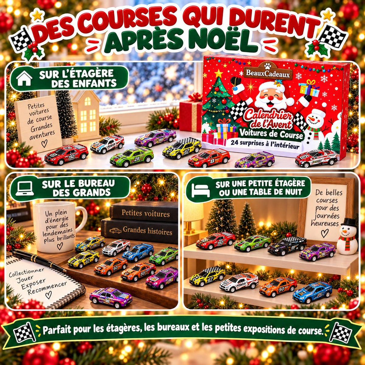 Calendrier de l'Avent Voitures de Course Beaux Cadeaux