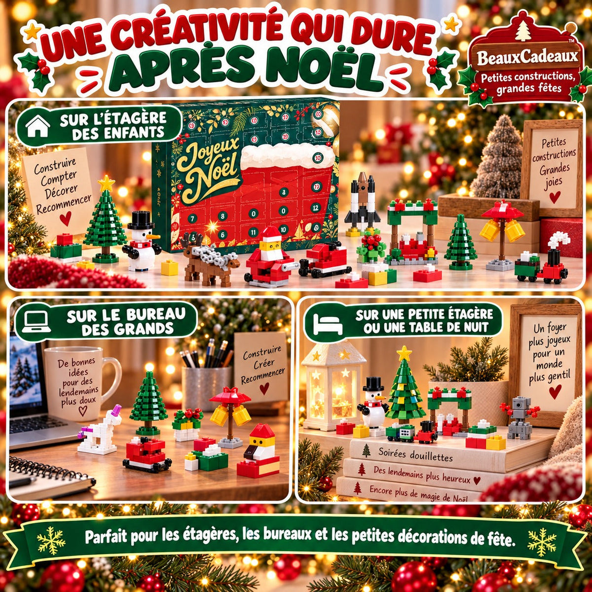 Calendrier de l'Avent Coffret de Construction de Noël Beaux Cadeaux