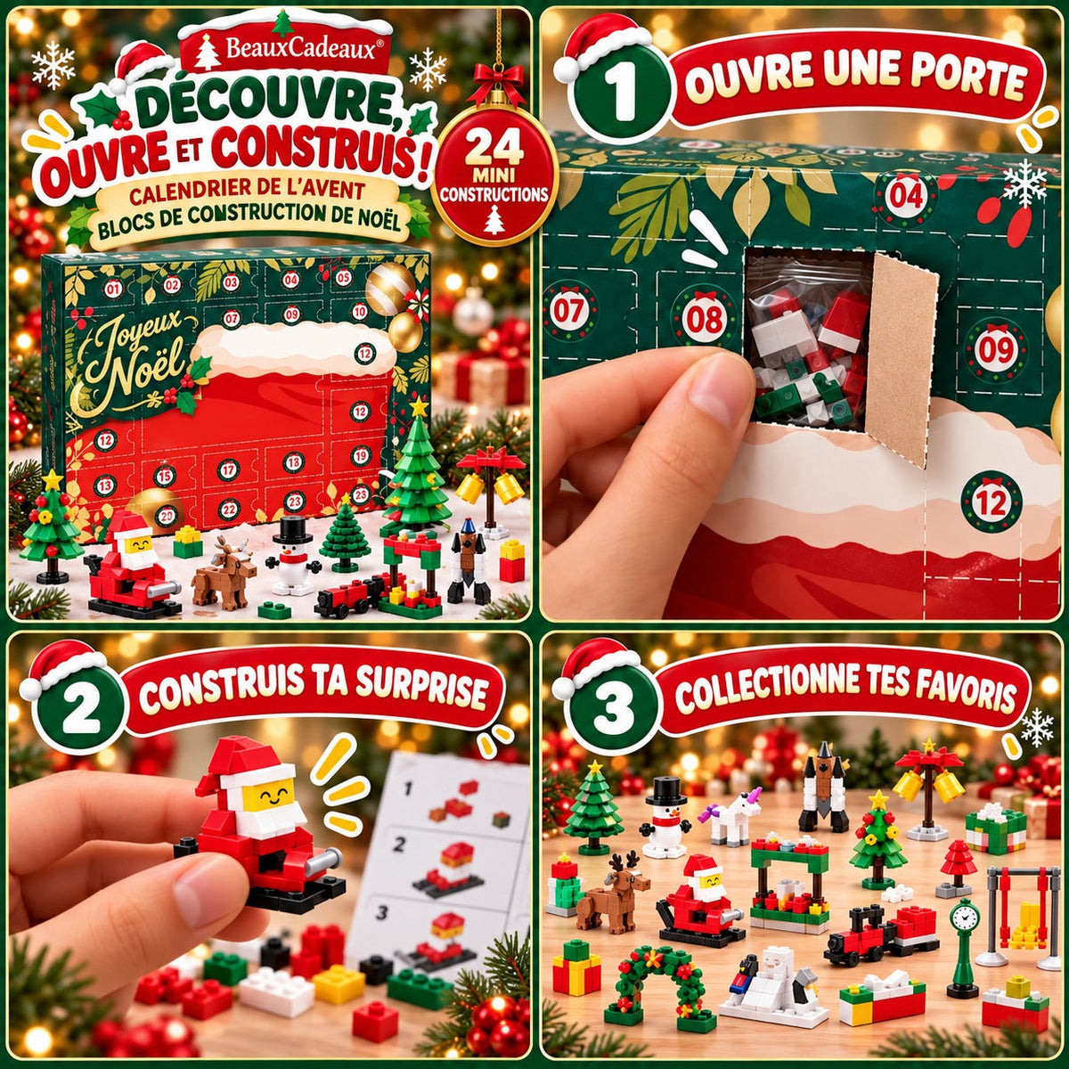 Calendrier de l'Avent Coffret de Construction de Noël Beaux Cadeaux