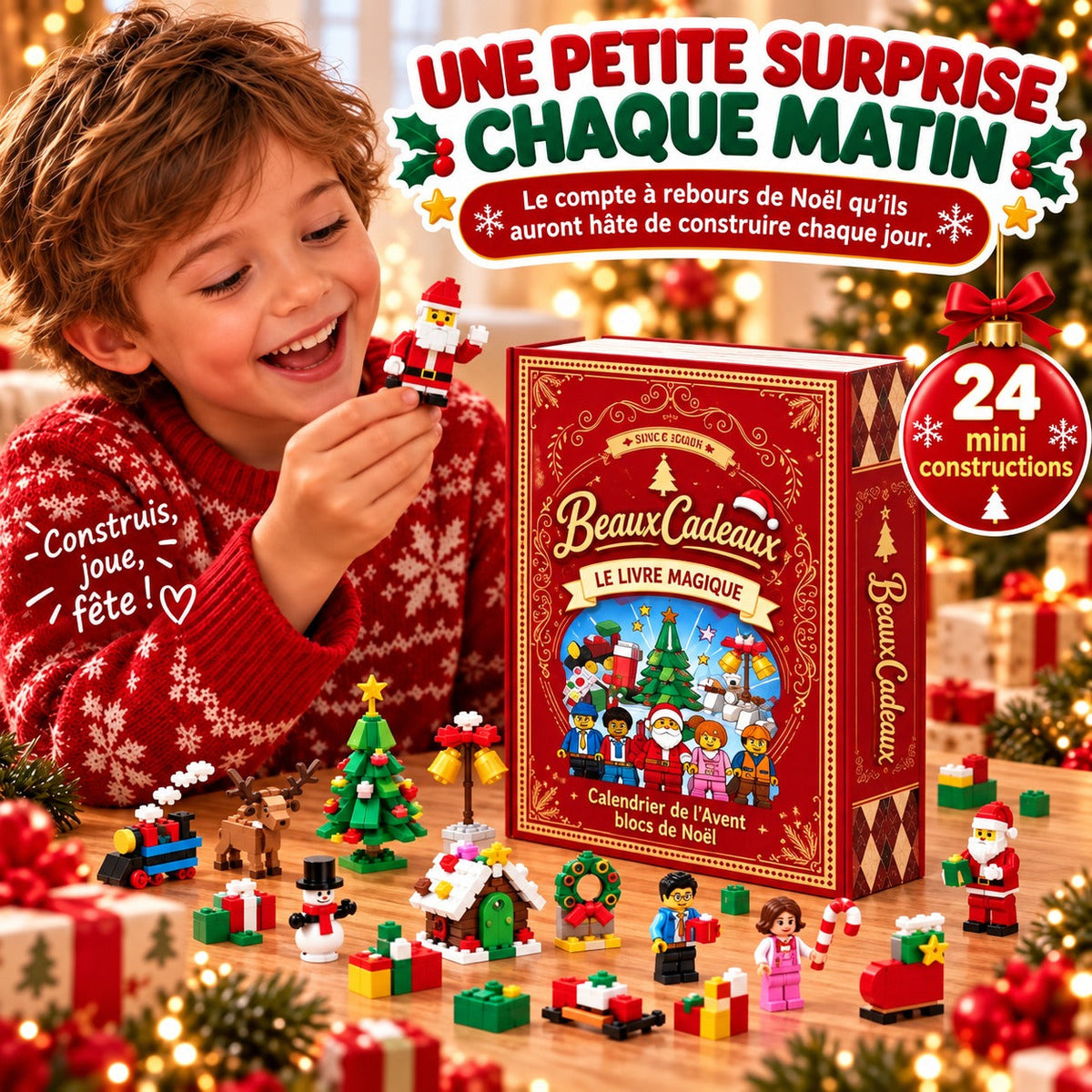 Calendrier de l'Avent Blocs de Construction de Noël Beaux Cadeaux