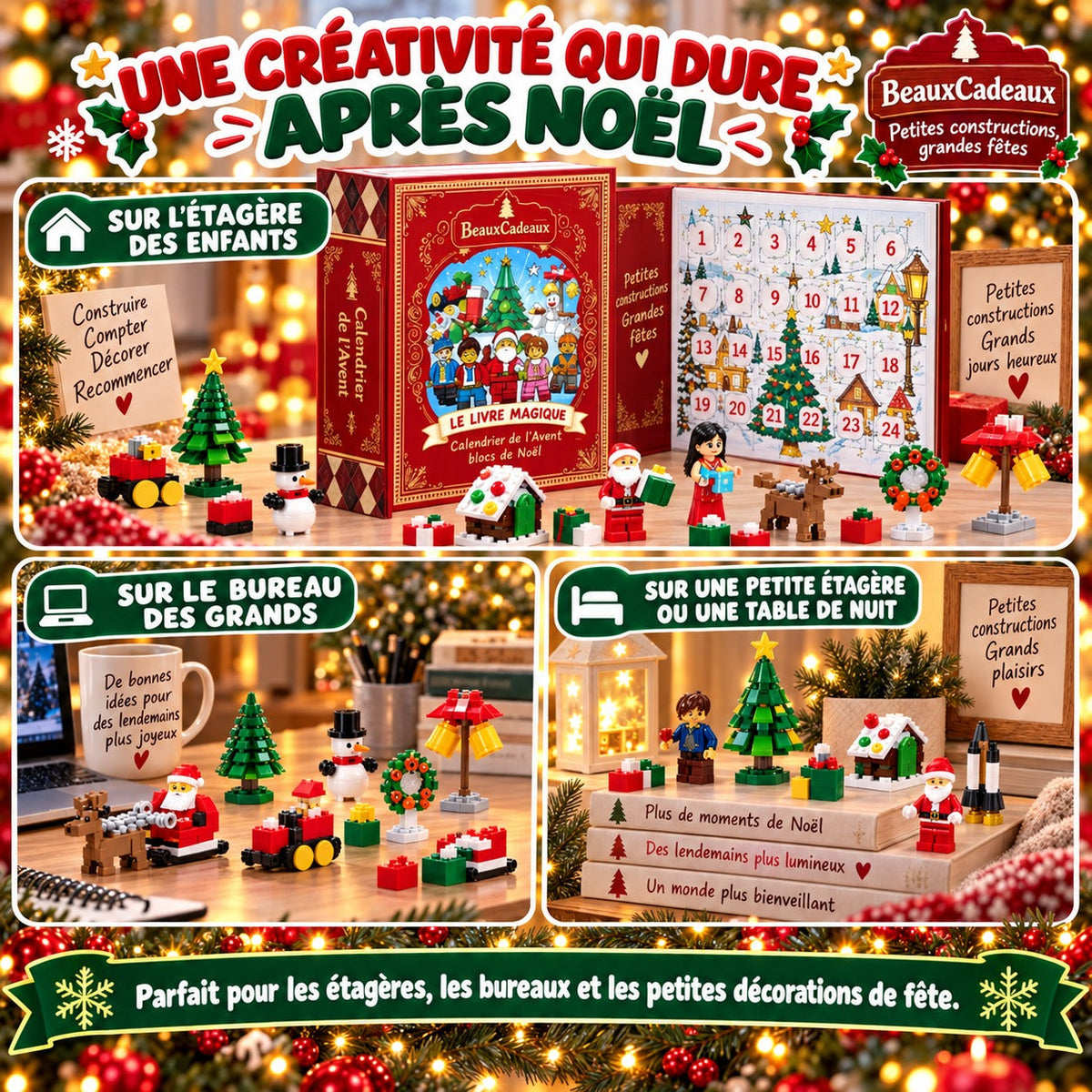 Calendrier de l'Avent Blocs de Construction de Noël Beaux Cadeaux