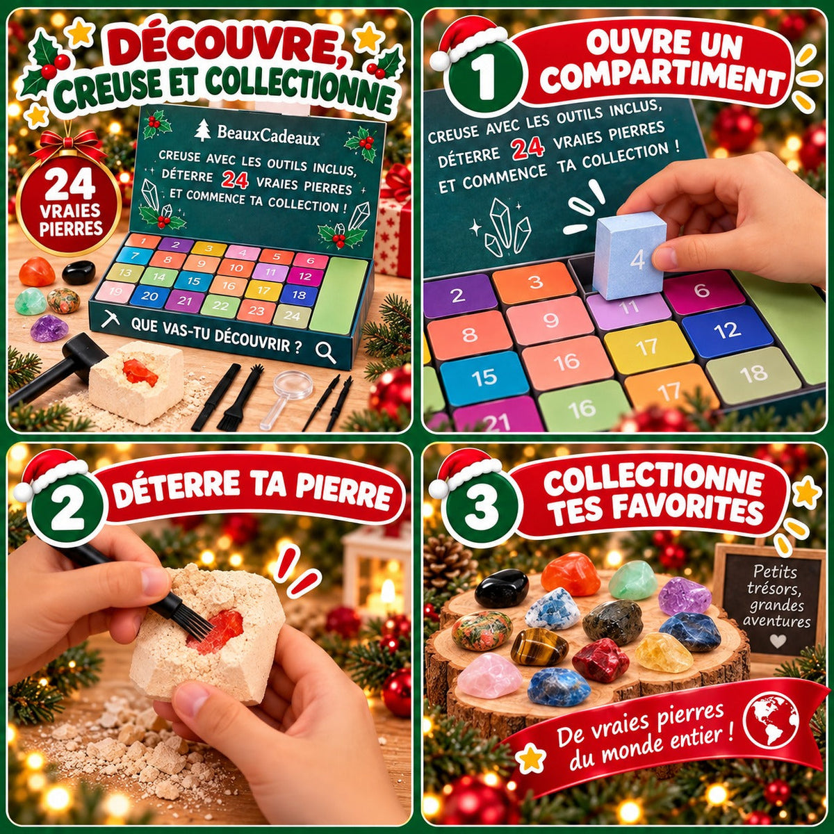 Calendrier de l'Avent Pierres Précieuses Beaux Cadeaux