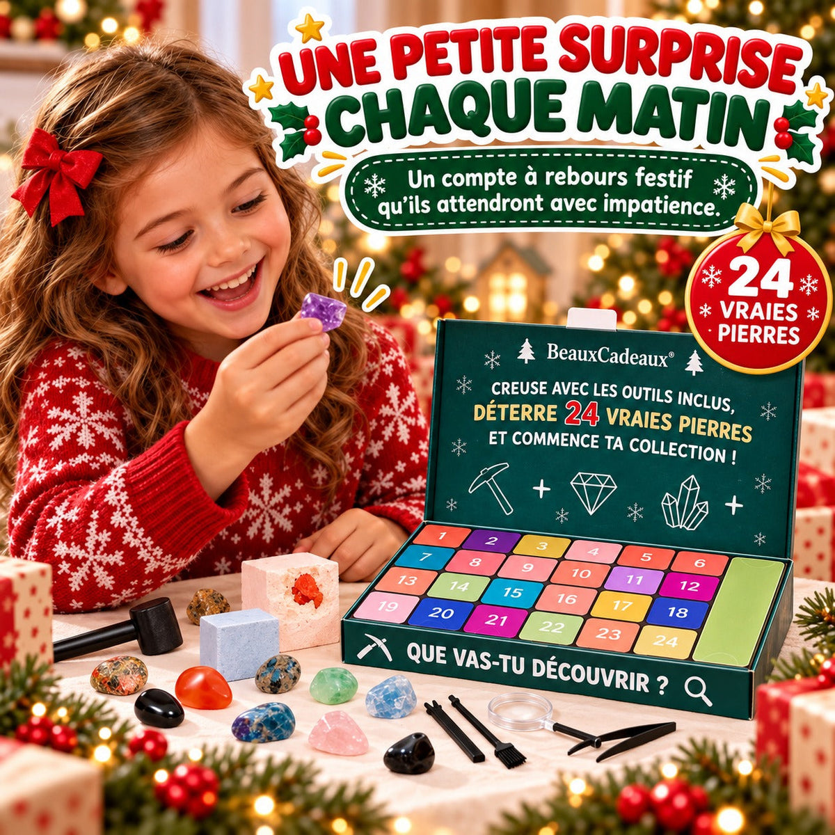 Calendrier de l'Avent Pierres Précieuses Beaux Cadeaux