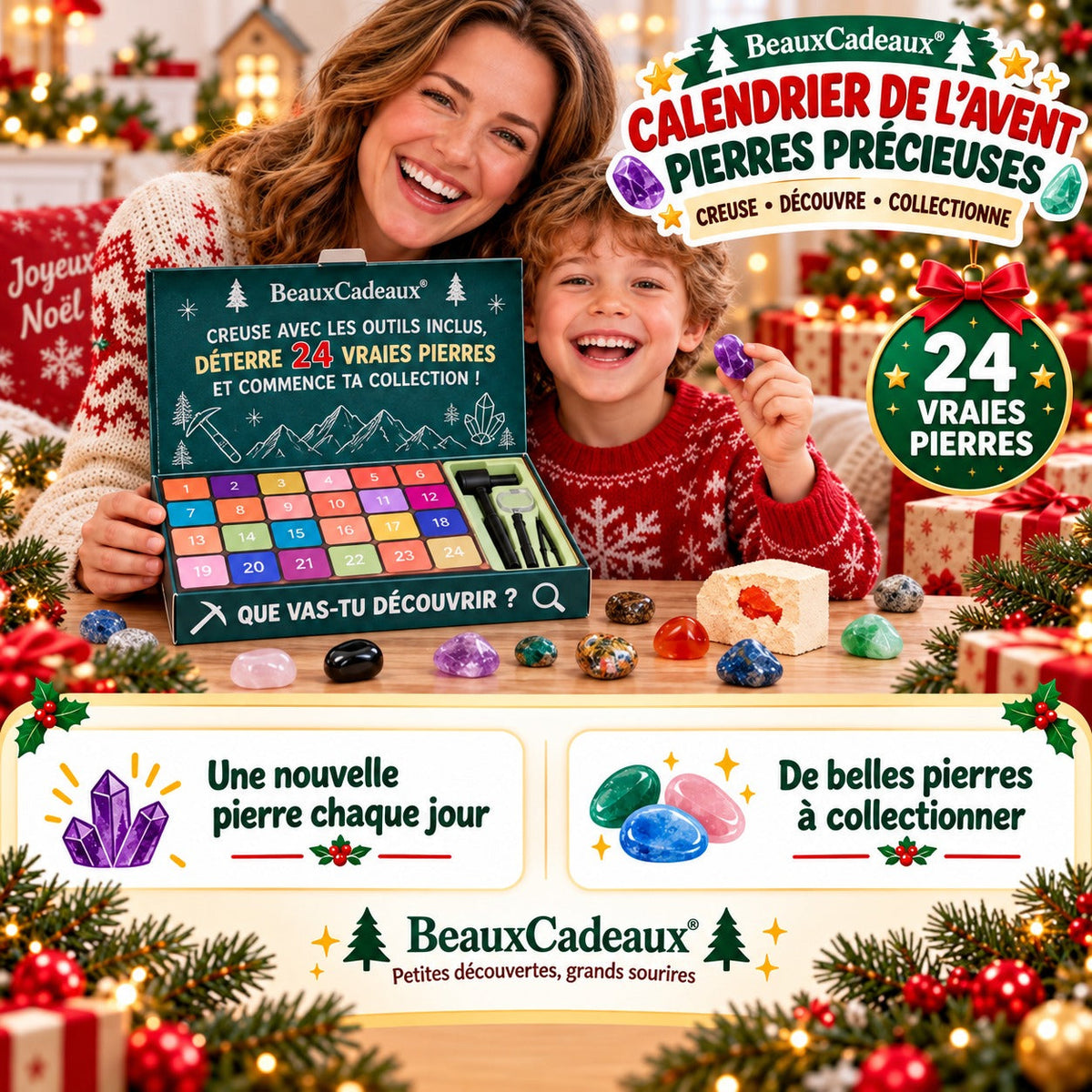 Calendrier de l'Avent Pierres Précieuses Beaux Cadeaux