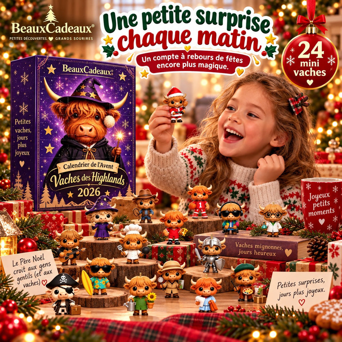 Calendrier de l'Avent Vaches des Highlands Beaux Cadeaux