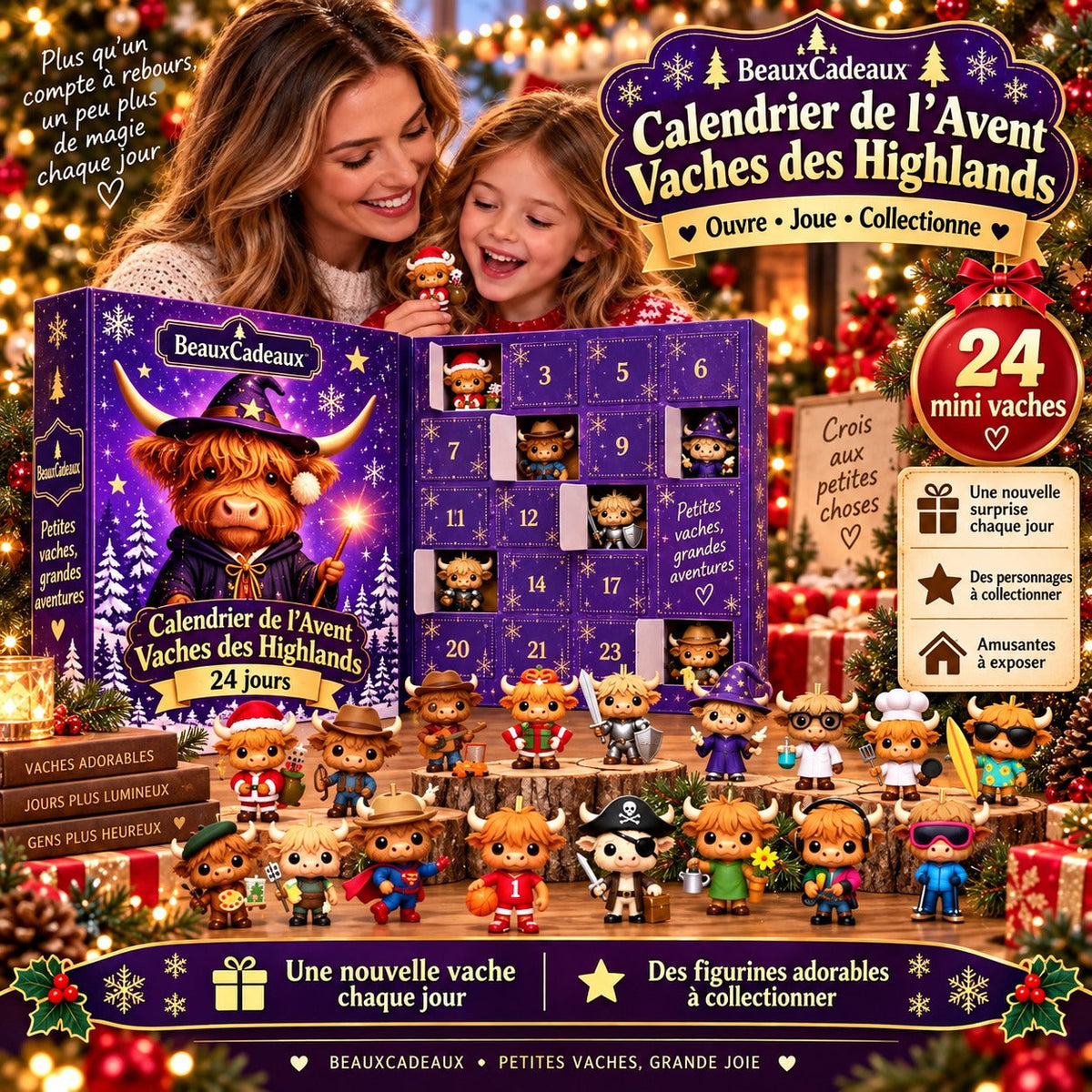 Calendrier de l'Avent Vaches des Highlands Beaux Cadeaux