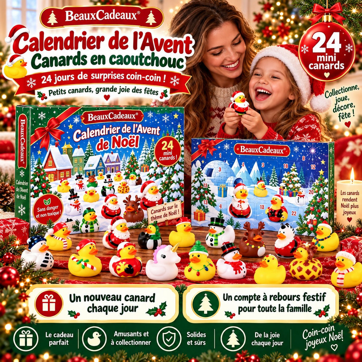 Calendrier de l'Avent Canards en Caoutchouc Beaux Cadeaux