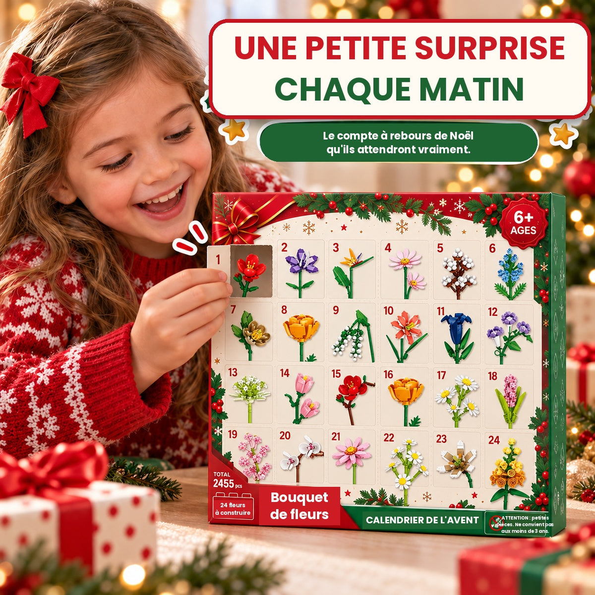 Calendrier de l'Avent Bouquet de Fleurs Beaux Cadeaux