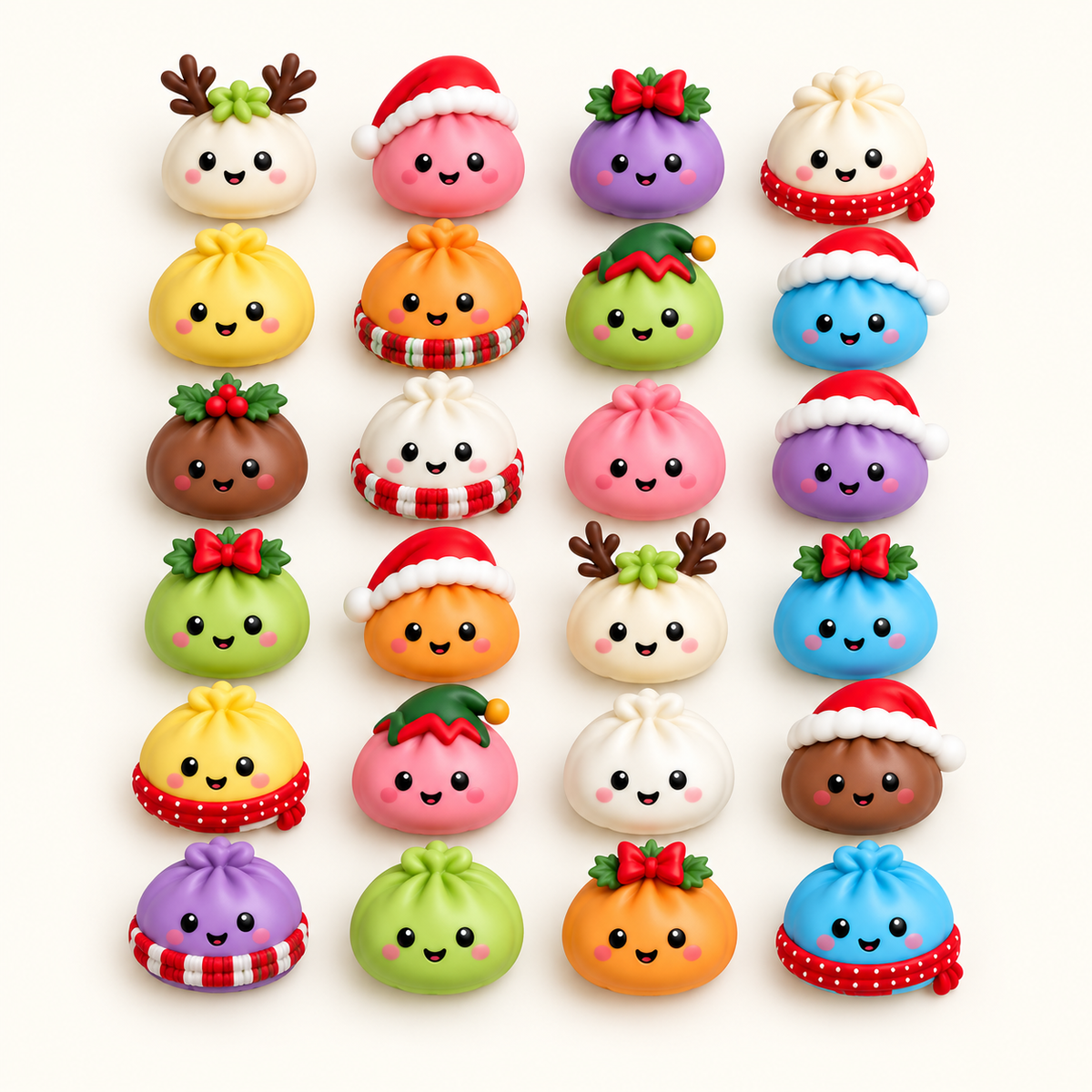 Boîte du calendrier de l'Avent Dumplings de Noël Beaux Cadeaux entourée de décorations de Noël